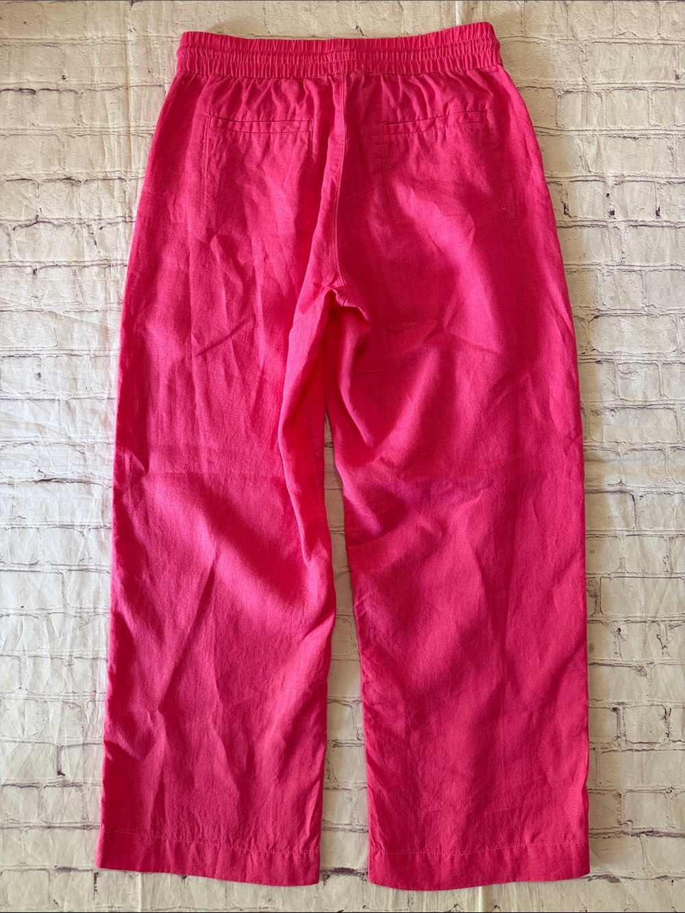 Atleta Retreat Linen Wide Leg Pant Hot Pink Size XS Pull On Split Hem - Picture 6 of 8